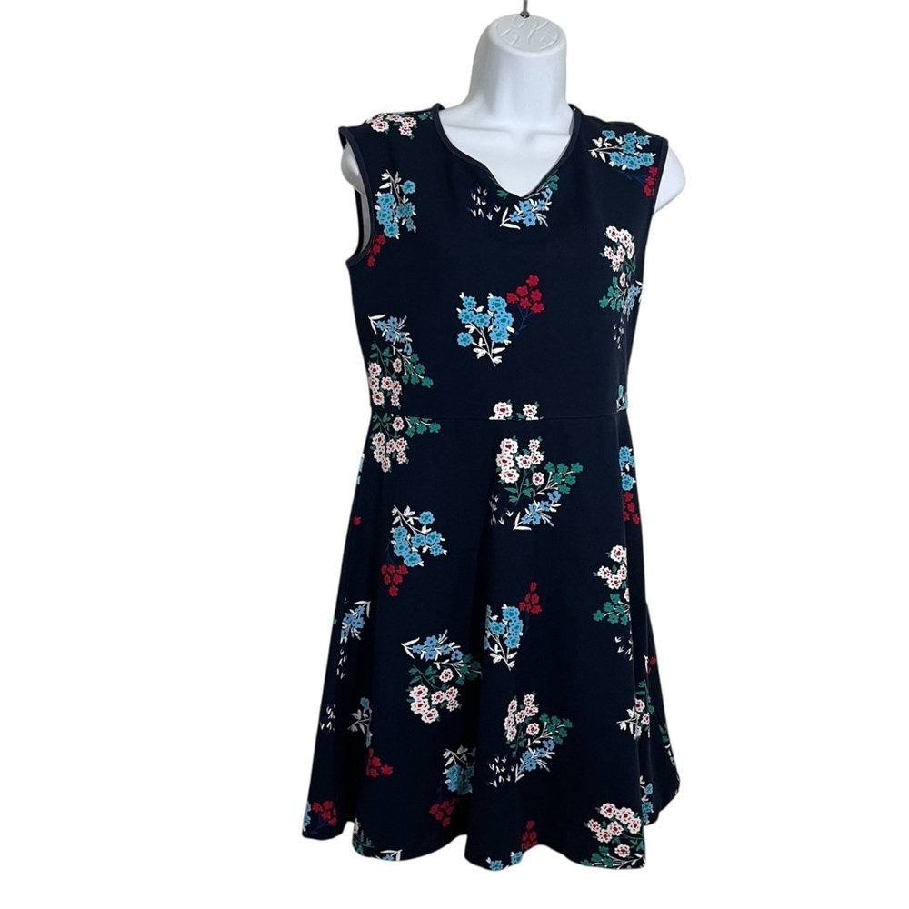 Draper James Navy Red White Floral Dress Size Small Sleeveless Preppy Southern